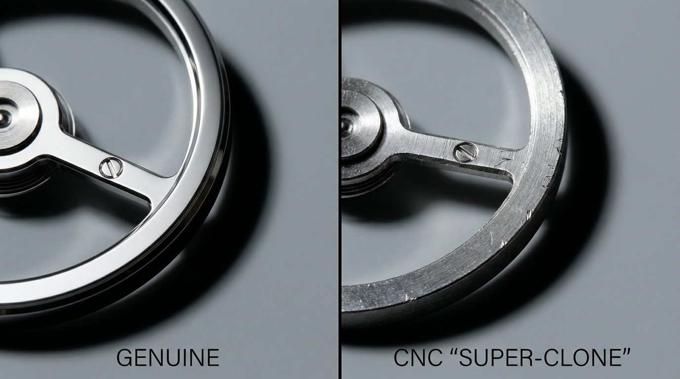Genuine versus CNC super-clone balance wheel